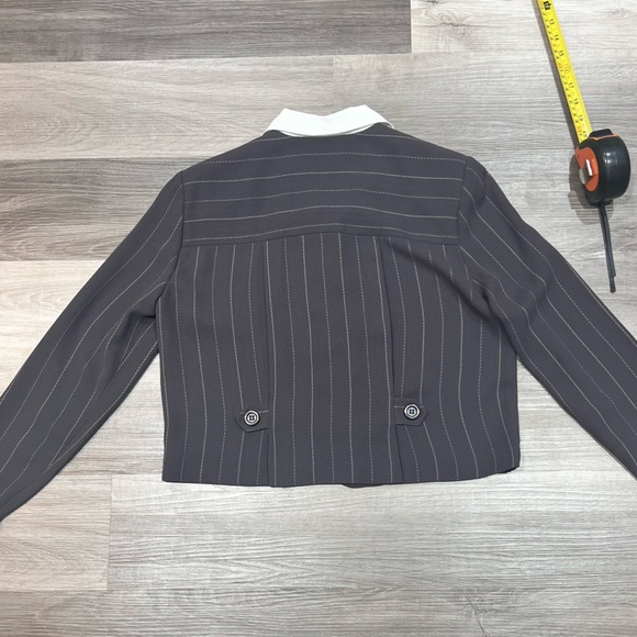 Maggie London vintage gray pinstriped Pant Suit sz 6P - Picture 6 of 13